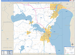 Oshkosh-Neenah Metro Area Wall Map Basic Style 2026